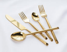 Load image into Gallery viewer, Gold Hammered Flatware