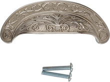 Load image into Gallery viewer, Baroque Style Cup Pull Brushed Nickel - 2-1/2"