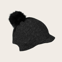 Load image into Gallery viewer, Knitted Loevenich Balloon Hat with Faux Pom Pom - Charcoal