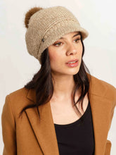 Load image into Gallery viewer, Knitted Loevenich Balloon Hat with Faux Pom Pom - Toffee