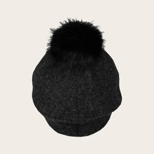 Load image into Gallery viewer, Knitted Loevenich Balloon Hat with Faux Pom Pom - Charcoal