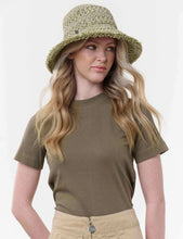 Load image into Gallery viewer, Frayed Brim Crochet Pattern Hat - Olive