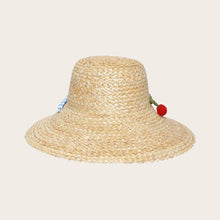 Load image into Gallery viewer, Straw Hat with Crocheted Cherries - White Pepper