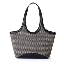 Load image into Gallery viewer, Charlotte Large Two-Tone Woven Tote Bag - Black