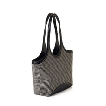 Load image into Gallery viewer, Charlotte Large Two-Tone Woven Tote Bag - Black