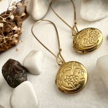 Load image into Gallery viewer, Cedarburg Brass Locket Drop Earrings