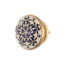 Load image into Gallery viewer, Ceramic Knob - Black, Gold & Cream