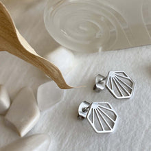 Load image into Gallery viewer, Metropolis Hexagonal Fan Stud Earrings