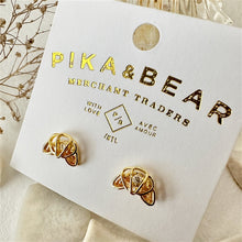 Load image into Gallery viewer, Quaso Croissant Zicro Stud - Sterling Silver Posts in Gold
