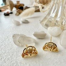 Load image into Gallery viewer, Quaso Croissant Zicro Stud - Sterling Silver Posts in Gold