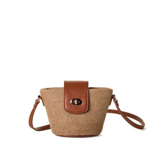 Load image into Gallery viewer, Emma Two-Tone Woven Crossbody Bag - Tan