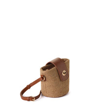Load image into Gallery viewer, Emma Two-Tone Woven Crossbody Bag - Tan