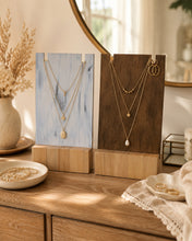 Load image into Gallery viewer, Distressed Gold/ White Necklace Stand - Rectangular