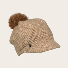 Load image into Gallery viewer, Knitted Loevenich Balloon Hat with Faux Pom Pom - Toffee