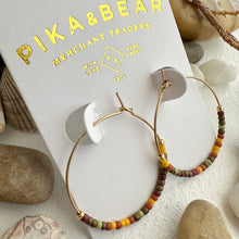 Load image into Gallery viewer, Memphré Bead Hoop Earrings Cedars & Pines - Gold