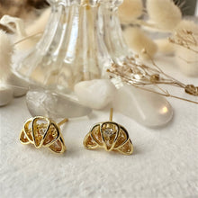 Load image into Gallery viewer, Quaso Croissant Zicro Stud - Sterling Silver Posts in Gold