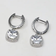 Load image into Gallery viewer, Square Pendant Hoop Earrings - White Gold Plated Sterling Silver