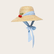 Load image into Gallery viewer, Straw Hat with Crocheted Cherries - White Pepper