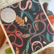 Load image into Gallery viewer, Swedish Dish Cloth - Narcisse Foliage and Snakes