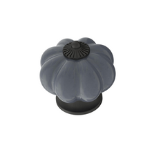 Load image into Gallery viewer, Knob - Ceramic Pumpkin, Stone Grey/ Matte Black