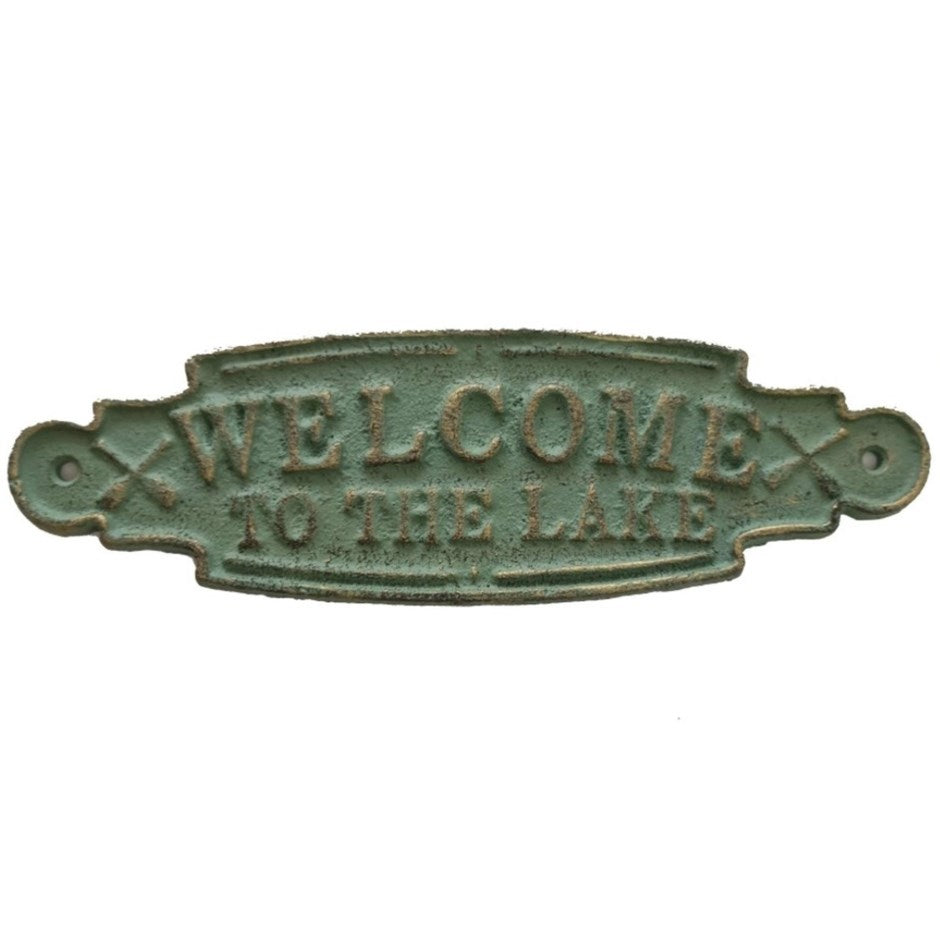 Welcome To The Lake Plaque - Antique Green