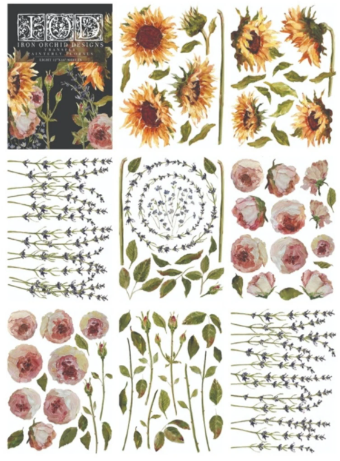 Painterly Florals IOD Decor Transfer