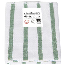 Load image into Gallery viewer, Basketweave Dishcloth, Set of 2  - Elm Green
