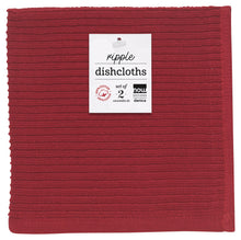 Load image into Gallery viewer, Ripple Dishcloths Set of 2 - Carmine
