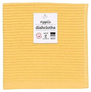 Ripple Dishcloths Set of 2 - Lemon Yellow