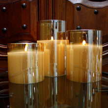 Load image into Gallery viewer, Champagne Toned Battery Operated Candle - 5.75" x 5.75"
