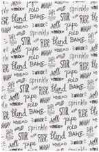 Load image into Gallery viewer, Bakers Floursack Dishtowels, Set of 2 - Kitchen Words Print Black
