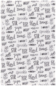 Bakers Floursack Dishtowels, Set of 2 - Kitchen Words Print Black