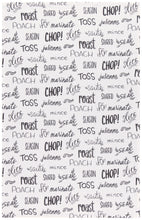 Load image into Gallery viewer, Bakers Floursack Dishtowels, Set of 2 - Kitchen Words Print Black
