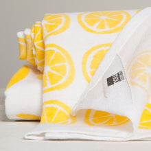 Load image into Gallery viewer, Floursack Dishtowels, Set of 2 - Yellow Lemon Print
