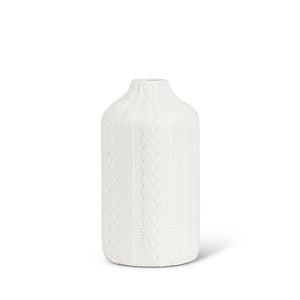 Knit & Cabled Vase - Matte White