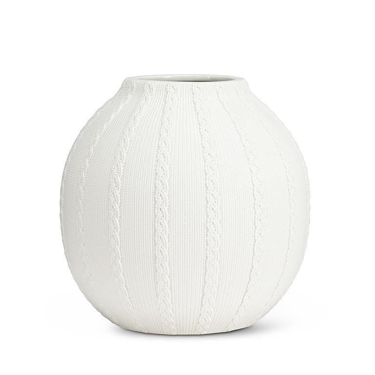 Knit & Cabled Vase - Matte White