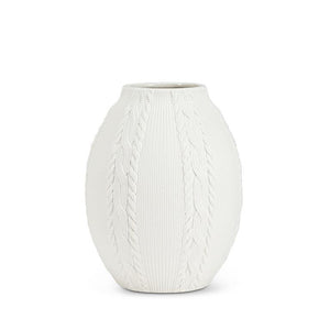 Knit & Cabled Vase - Matte White