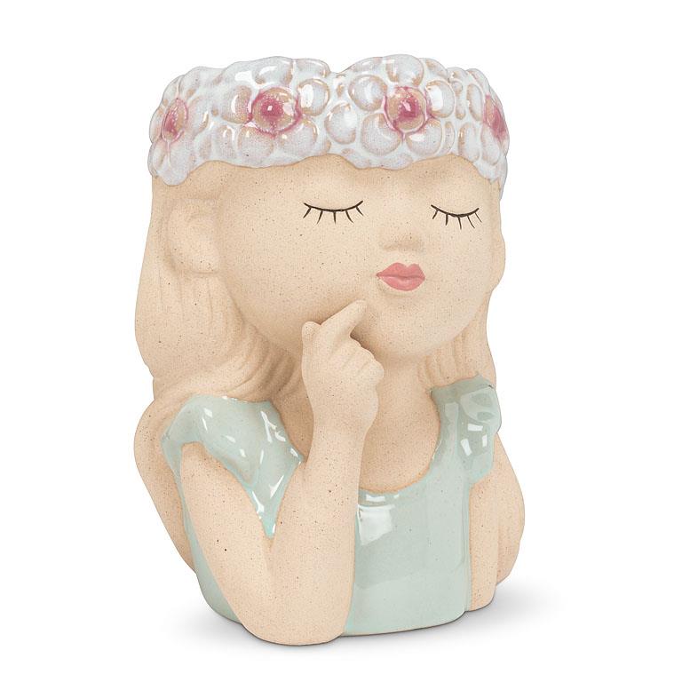 Girl With Flowers Planter