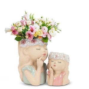 Girl With Flowers Planter