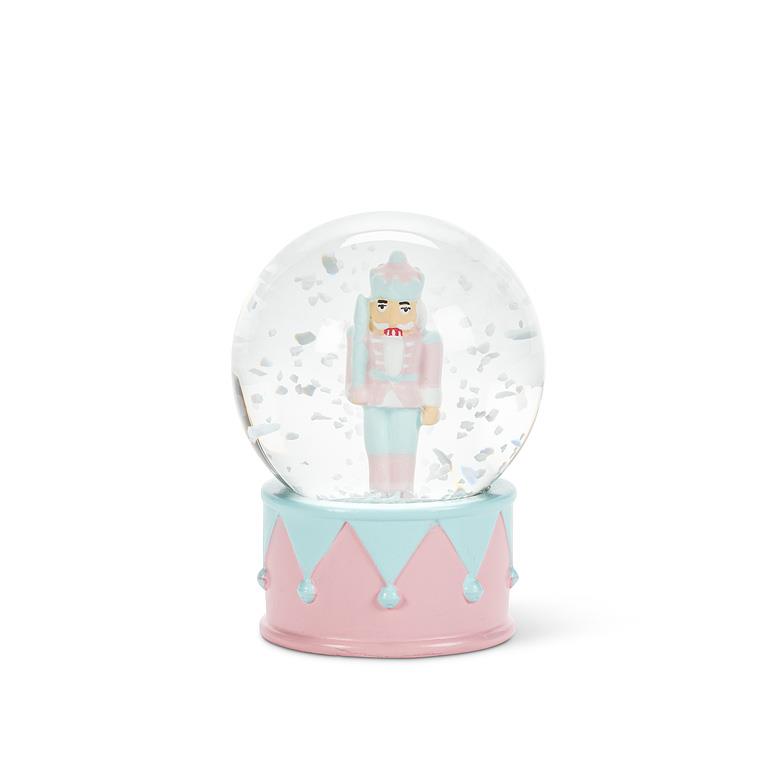 Small Pastel Nutcracker Snow Globe - Pink/Blue