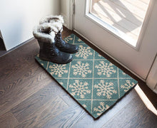 Load image into Gallery viewer, Tiled Snowflake Doormat - Blue/White
