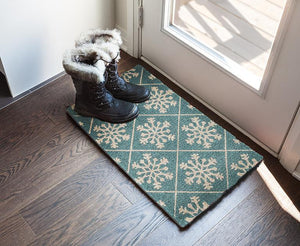 Tiled Snowflake Doormat - Blue/White