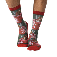 Load image into Gallery viewer, Gingerbread Man Soaking in Hot Chocolate Socks
