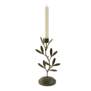 Golden Mistletoe Candlestick