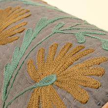Load image into Gallery viewer, Suzani Embroidered Kantha Bolster - Grey
