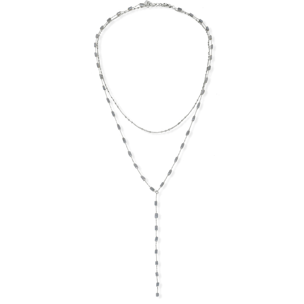 The Riley Necklace, Silver - Grey Opal