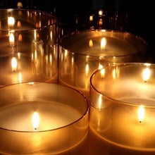 Load image into Gallery viewer, Champagne Toned Battery Operated Candle - 5.75" x 5.75"

