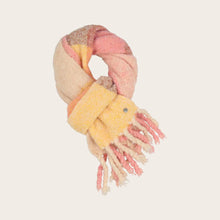 Load image into Gallery viewer, Checked Scarf with XL Fringes - Cream, Pink, Yellow
