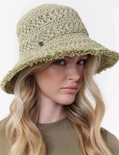 Load image into Gallery viewer, Frayed Brim Crochet Pattern Hat - Olive

