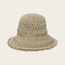 Load image into Gallery viewer, Frayed Brim Crochet Pattern Hat - Olive
